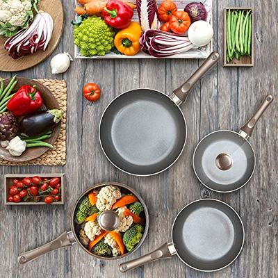 Moss & Stone 6 Piece Nonstick Cookware Set, Aluminum Pots and Pans,  Induction Cookware Pots and Pans Set with Glass Lid, Home Kitchen Ware Pots  Pan