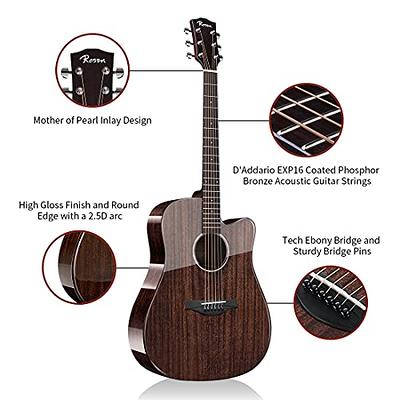 Rosen G31 Dreadnought Acoustic Guitar Black Soild Mahogany Top 41 Inch  Guitarra Full Size Cutaway with Gloss Finish Bundle Starter Kit with Gig Bag,  Tuner, Strings, Strap, and Picks - Yahoo Shopping