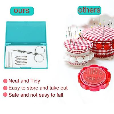 2 Pieces Magnetic Sewing Pincushion Wrist Magnetic Pin Holder with 100  Pieces Colorful Sewing Pins Glass Headed Pins for Quilting Sewing  Embroidery Supplies (Black, Rose Red)