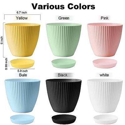 7 Inch Plant Pots, 6 Pack Flower Pots Indoor Outdoor, Decorative Planters  with Drainage Hole and Tray Saucer - Yahoo Shopping