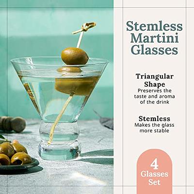 Craft Cocktail Set of 4 Stemless Martini Glasses