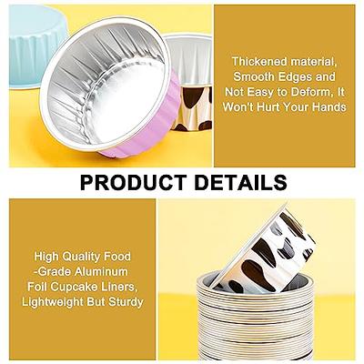 50 Pcs Aluminum Foil Mini Square Baking Cups with Lids,5oz Disposable  Ramekins Cake Pans,Cupcake Baking Cups Containers for Bread Muffin Brownie