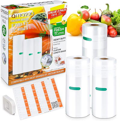 Vacuum Sealer Rolls, Vacuum Sealer Bags - 4 Packs Food-Storage Bags, Fits  All Clamp Vacuum Sealer Machine, BPA Free, for Meal Prep Sous Vide