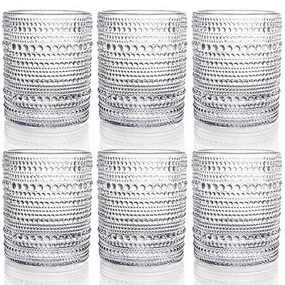 Bandesun Romantic Water Glasses, 12 oz Hobnail Drinking Glasses Set 6,  Embossed Vintage Glassware Set for