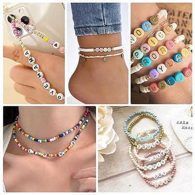 1000 Round Letter Beads Acrylic Gold Letter Beads 4x7mm White Letter Beads  2 Crystal Thread Friendship Bracelet Jewelry Make DIY Craft Gifts