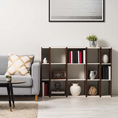 Nathan James Telos Glossy White and Brown 4-Cube Organizer Storage