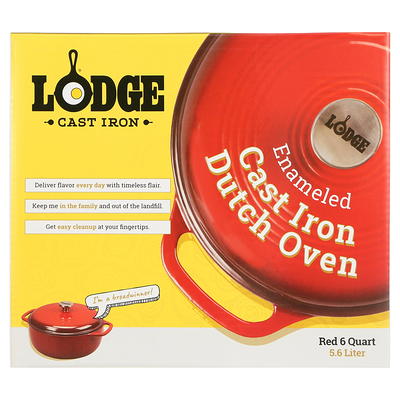 Lodge 6qt Cast Iron Enamel Dutch Oven Red