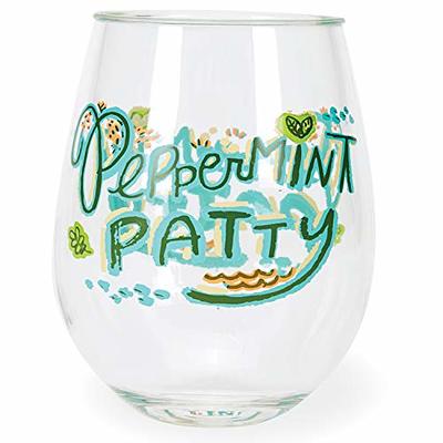 Funny Phrases Christmas Stemless Plastic Wine Glasses, 15oz, 4pc