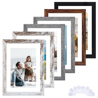 Picture Frame Distressed Farmhouse Wood Pattern 4x6 Set of 4 with Tempered Glass