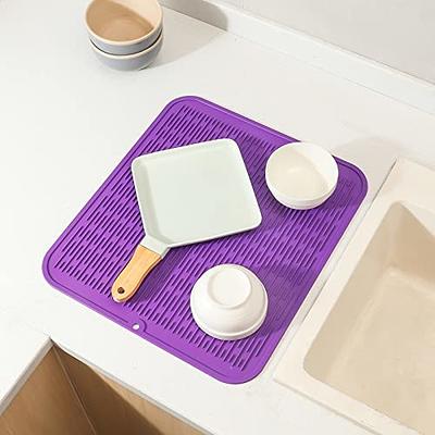 MicoYang Silicone Dish Drying Mat for Multiple Usage,Easy  clean,Eco-friendly,Heat-resistant Silicone Mat for Kitchen Counter or  Sink,Refrigerator or