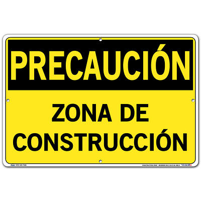 Vestil, Danger Sign (Spanish/Espanol)-Aluminum Composite, Sign Message ZONA  DE CONSTRUCCIÓN NO ENTRAR, Height 12.5 in, Width 18.5 in, Model SI-D-37-D-  - Yahoo Shopping