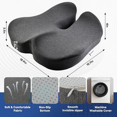 WAOAW Seat Cushion, Office Chair Cushions Butt Pillow for Long Sitting,  Memory Foam Chair Pad for Back, Coccyx, Tailbone Pain Relief (Grey)