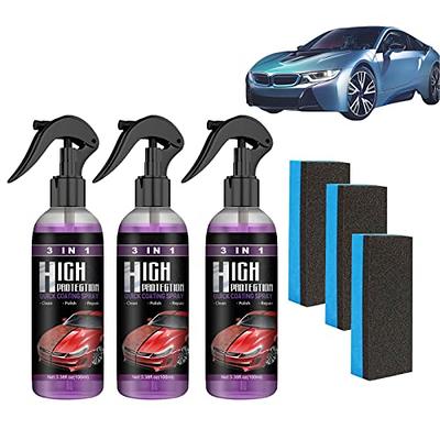  3 in 1 High Protection Quick Car Coating Spray,Multi-functional  Coating Renewal Agent,Ceramic Car Coating Agent Spray,Plastic Parts  Refurbish Agent, Fast-Acting Coating Spray (2PCS) : Automotive