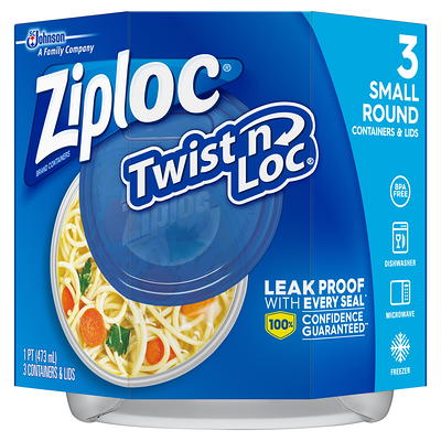 Ziploc Twist N Loc Food Storage Meal Prep Containers Reusable for Kitchen  Organization, Dishwasher Safe, Small Round, 9 Count