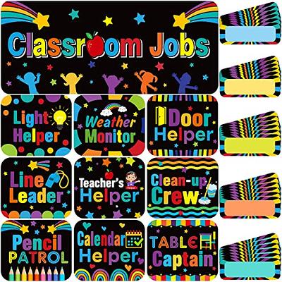 Juvale 17-Piece Chalkboard Design Classroom Jobs Chart Set for Bulletin Board and 50 Blank Name Tags
