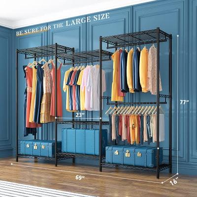 Raybee Clothes Rack, Clothing Rack, Portable Closet Heavy Duty Clothing Racks for Hanging Clothes Rack with Wheels Rolling Clothing Rack Wadrobe