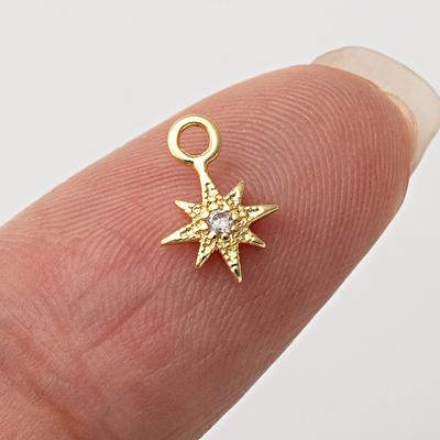 4Pcs - Cubic Star Pendant, Cz Charms, Tiny Charm, Gold Star Charm