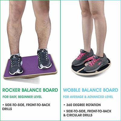 Standing Desk Mat with Bar, Wooden Wobble Balance Board with