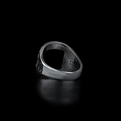 Curved Silver Men's Ring with Black Onyx