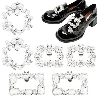 1 Pair Rhinestone Shoe Clips Square Metal Shoe Decoration Detachable Women  Flats Heels Accessories Shoe Buckle