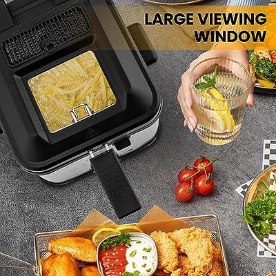 HOOCOO Commercial Electric Deep Fryer, Stainless Steel Deep Fryer with  Basket Lid Capacity 10L (10.5QT) for Home Kitchen and Restaurant 1800W 120V