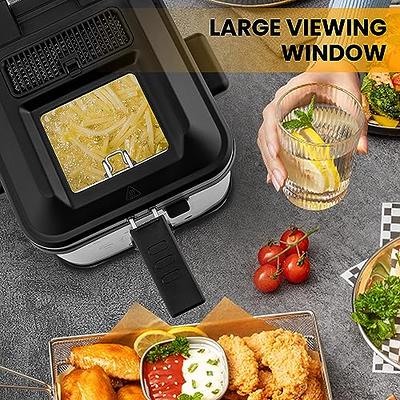 SUEWRITE Electric Deep Fryer, 1.5 Liters/1.6 Qt. Oil Capacity, Cool Touch  Sides Easy to Clean, Deep Fryer with Basket for Home Use, Nonstick Basket