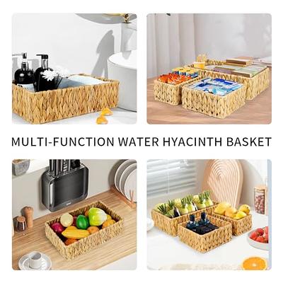 Storage Basket for Organizing, Set of 3 Wicker Baskets, Handwoven Wicker Storage  Baskets, Natural Water Hyacinth Baskets for Bathroom Kitchen Square Shelf  Baskets - Yahoo Shopping