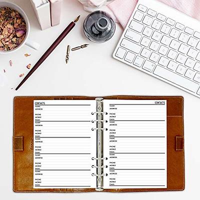 Personal Contacts Address Book Planner Insert Refill, 3.74 x 6.73 inches,  Pre-Punched for 6-Rings to Fit Filofax, LV MM, Kikki K and Other Binders,  30