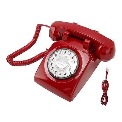 Retro Landline Telephone, Sentno 1960's Vintage Corded Dial Phone Classic  Old Fashion Telephones Wired Desk Telephone for Office and Home (White)