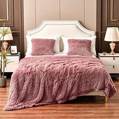 Bedsure Fleece Blanket Queen Size for Bed - Pink Queen Blanket Winter Fuzzy  Cozy Soft Plush Warm Blankets for Bed, 90x90 inches