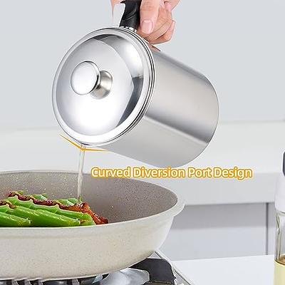 Cooking Oil Bacon Grease Keeper Storage Container With Strainer