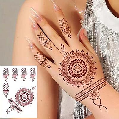 Pinkiou Henna Tattoo Stickers Black Lace Mehndi Temporary Tattoos for  Adventurous Women Teens & Girls Metallic Tattooing, 6 Sheets - Walmart.com