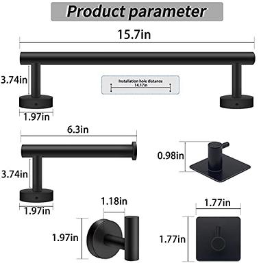 6-Piece Black Stainless Steel Wall Mounted Bathroom Accessories Sets