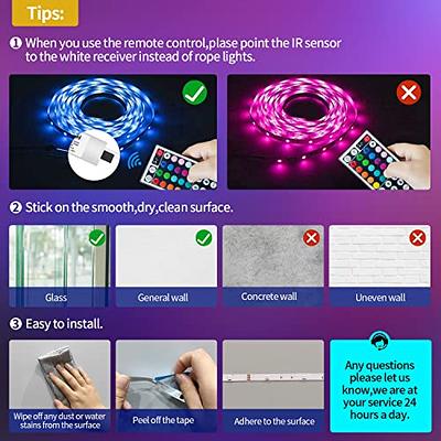 DAYBETTER 100ft LED Strip Lights,Color Changing with 44Keys Remote Controller and 12V Power Supply,Flexible Cuttable LED Lights for Bedroom, (2rd Gen)