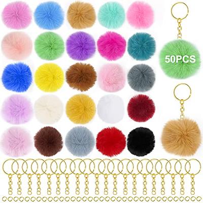 Unpafcxddyig Pom Pom Keychain Artificial Fur Puff Ball Keychains Fluffy  Tote Pendant Car Bag Charm