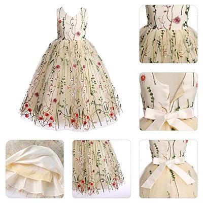 Women's Floral Embroidered Mesh Tulle Prom Maxi Princess Dress