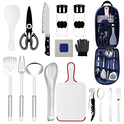 Camping Cooking Utensils Set, Stainless Steel Grill Tools, Camping BBQ  Cookware Gear and Equipment for Travel Tenting RV Van Picnic Portable  Kitchen