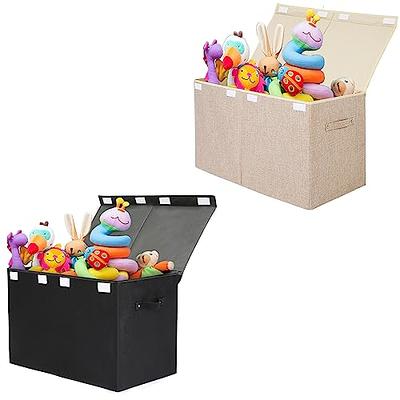 DINZI LVJ Storage Chest, Flip-Top Wooden Toy Box with 2 Safety