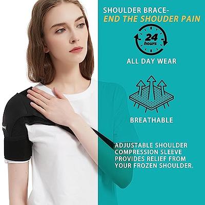 Astorn Adjustable Shoulder Brace for Rotator Cuff and AC Joint Pain Relief  - Compression Sleeve for Men and Women with Ice Pack Holder