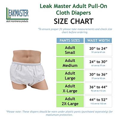 Pull On Style Adult Cloth Diaper by LeakMaster – 100% Cotton Flannel,  Multi-Layered Reusable Adult Incontinence Diaper. Use with Plastic Pants
