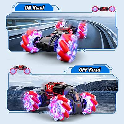 Powerextra LED Remote Control Car, 4WD 2.4GHz Gesture Sensing Rc Stunt Car,  Double Sided 360