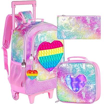 kids School Rolling backpack Bag set with lunch bag girls School