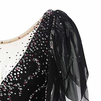 Black Competition Rhythmic Gymnastic Leotard, Roller Skating Dress