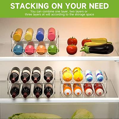 4 Pack Stackable Water Bottle Holders - Kitchen Organization Racks for  Fridge, Pantry and Cabinets - Plastic Storage for Tumblers, Mugs and Cups