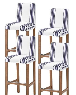 Navy Blue Striped Bar Stool Covers Stretch Dining Chair Covers