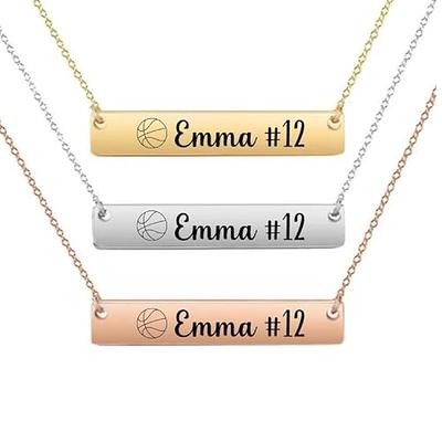 Personalised Disc Basketball Necklace with Number And birthstone in Silver  - CALLIE