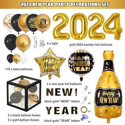  2024 New Years Decorations, 2024 Balloons Gold Black