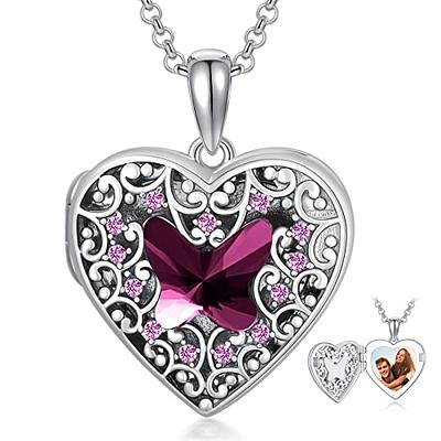 Pompotops Heart Pendant Necklaces Exquisite Dreamy Butterfly Necklace  Birthday Anniversary Jewelry Gift for Women Girls