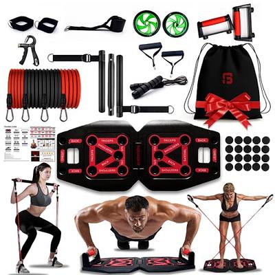 Home Workout Equipment to Help Achieve Fitness Goals, 27-in-1 Portable Gym  Exercise Equipment with Compact Push-Up Board, Resistance Bands, Ab Roller