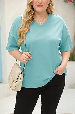 Fisoew Women's Plus Size T Shirts Oversized Tees Half Sleeve Crew Neck  Cotton Tunic Tops Dark Grey at  Women's Clothing store